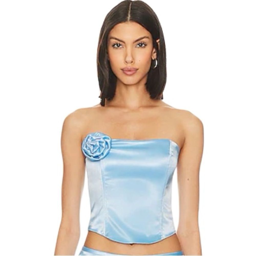 superdown Vicky satin corset top baby blue size Small (NWT)
